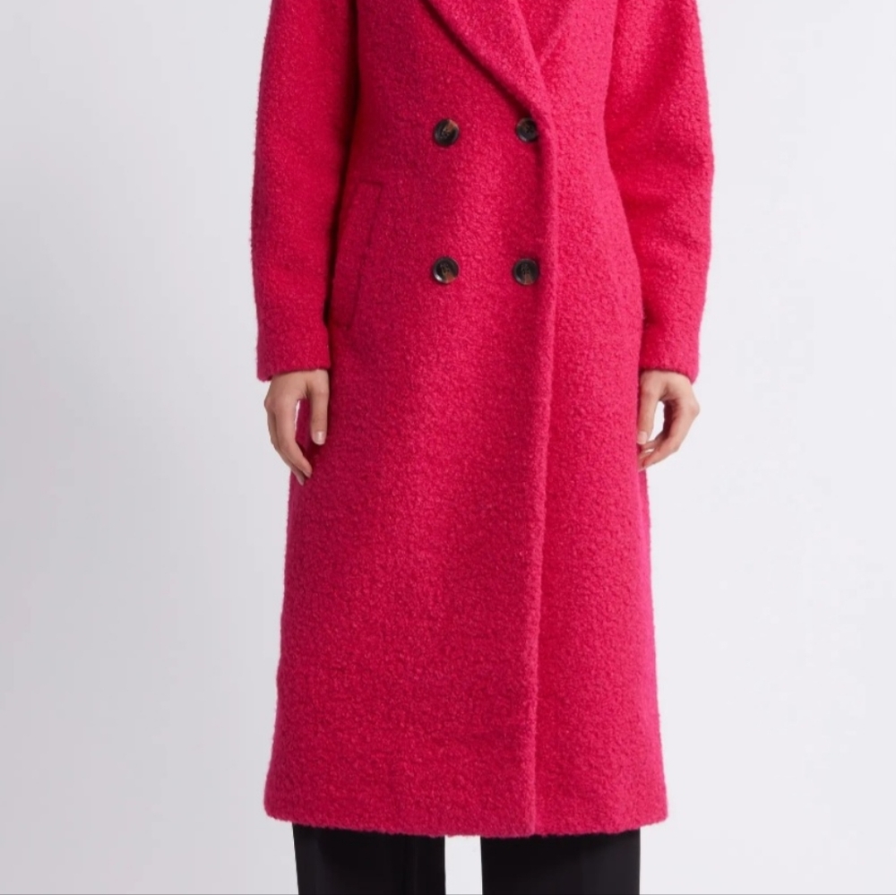 New BCBG hot pink boucle long coat bright sexy modern designer size XXL 2X 2XL - Picture 3 of 14